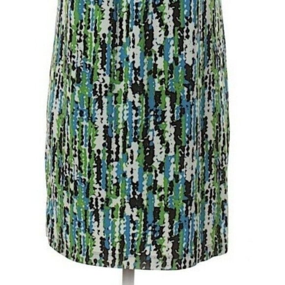 Morgan McFeeters Casual Shift Dress Womens Size 2 Green Black Sleeveless Floral - Picture 4 of 5